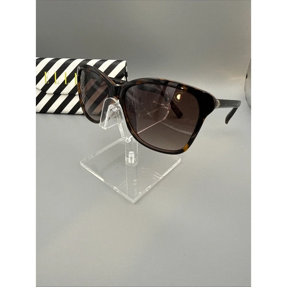 ELLE AUTHENTIC WOMEN'S TORTOISE OVERSIZED SUNGLASSES-POLARIZED BROWN LENS W/CASE
